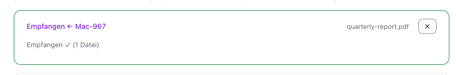 Empfangen — der Weg war „LAN direkt“, die Bytes sind über keinen Server gelaufen.