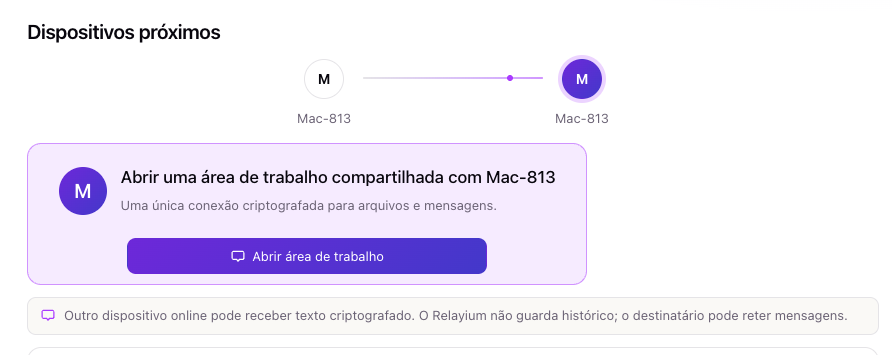 Dois aparelhos na mesma rede aparecem sozinhos, sem login e sem código de emparelhamento.
